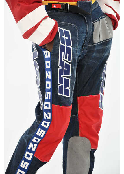 Blugi drepti DSQUARED2 Regular Fit Jeans With Side Maxi Logo 14Cm Blue Barbati (BM 19606061) 3