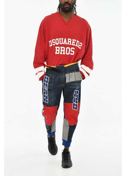 Blugi drepti DSQUARED2 Regular Fit Jeans With Side Maxi Logo 14Cm Blue Barbati (BM 19606061) 4