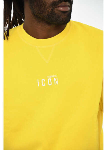 Bluze de trening DSQUARED2 Icon Fleeced Cotton Crew-Neck Sweatshirt Yellow Barbati (BM 19606070) 3