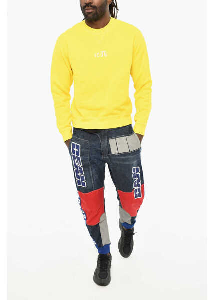 Bluze de trening DSQUARED2 Icon Fleeced Cotton Crew-Neck Sweatshirt Yellow Barbati (BM 19606070) 4