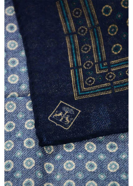 Esarfe CORNELIANI Patterned Wool Pocket Square Blue Barbati (BM 19606076) 3