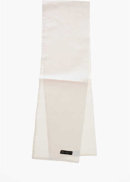 Esarfe CORNELIANI Solid Color Silk Foulard With Micro Patterns White Barbati (BM 19606091) 1