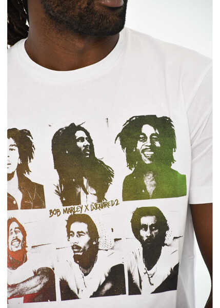 Tricouri DSQUARED2 Cotton Crew-Neck T-Shirt With Frontal Print White Barbati (BM 19606094) 3