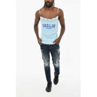Maiouri pentru Barbati - Maiouri DSQUARED2 Ribbed Tank Top With Lace Light Blue Barbati (BM 19606097) - B-mall.ro