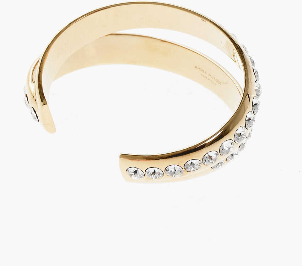 Bratari AMINA MUADDI Golden Metal Jahleel Open Bangle Bracelet Embellished With R Gold Femei (BM 19606103) 2