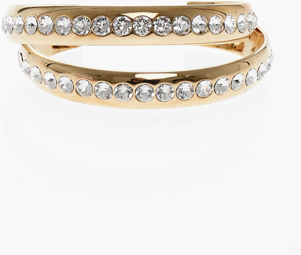 Bratari AMINA MUADDI Golden Metal Jahleel Open Bangle Bracelet Embellished With R Gold Femei (BM 19606103) 3