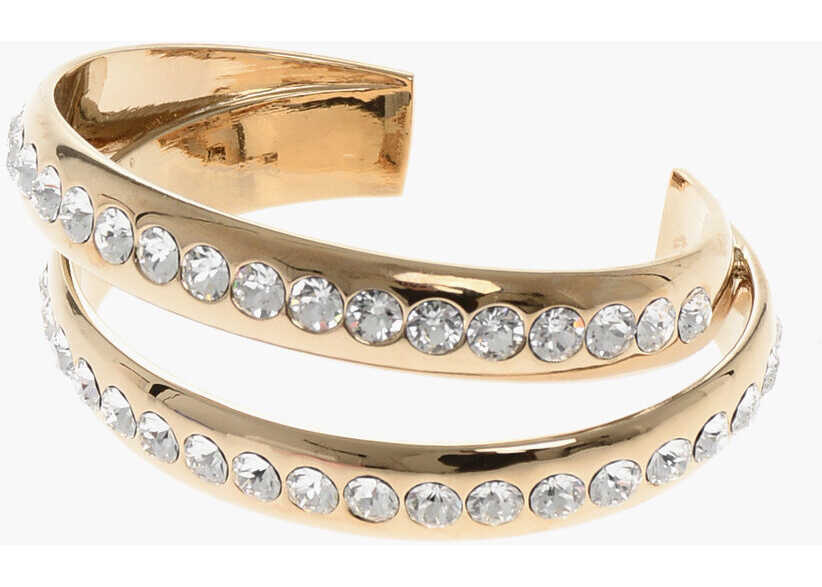 Bratari AMINA MUADDI Golden Metal Jahleel Open Bangle Bracelet Embellished With R Gold Femei (BM 19606103) 1