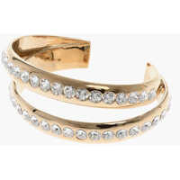 Bratari Golden Metal Jahleel Open Bangle Bracelet Embellished With R Femei