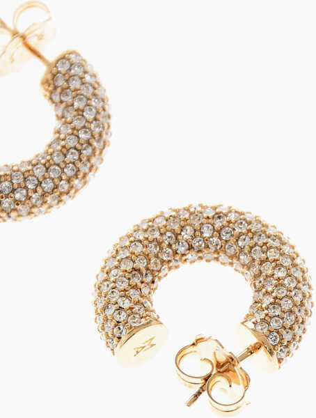 Cercei AMINA MUADDI Golden Metal Cameron Hoop Earrings Embellished With Rhinesto Gold Femei (BM 19606106) 3