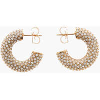 Cercei Golden Metal Cameron Hoop Earrings Embellished With Rhinesto Femei