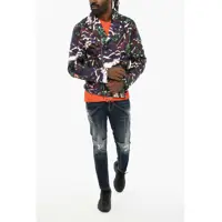 Geci biker pentru Barbati - Geci biker DSQUARED2 Silk Floral-Motif Biker Jacket With Belt Multicolor Barbati (BM 19606121) - B-mall.ro