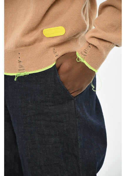 Pulovere DSQUARED2 Distressed Effect Virgin Wool Effect V-Neck Sweater Brown Barbati (BM 19606124) 3