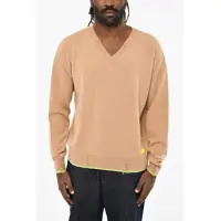 Pulovere Distressed Effect Virgin Wool Effect V-Neck Sweater Barbati