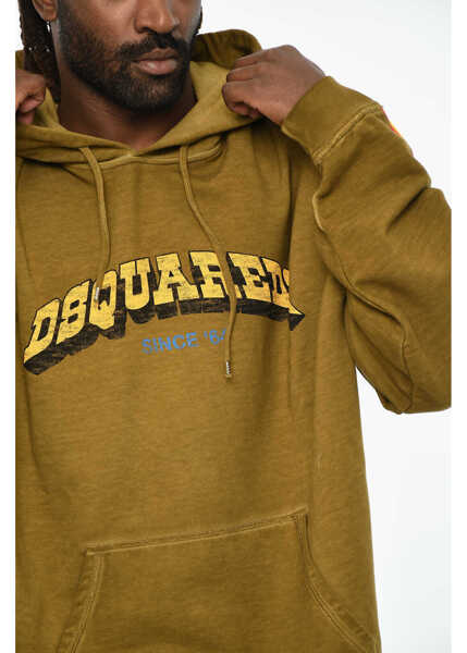 Bluze de trening DSQUARED2 Oversized Brushed Cotton Hoodie Beige Barbati (BM 19606127) 3