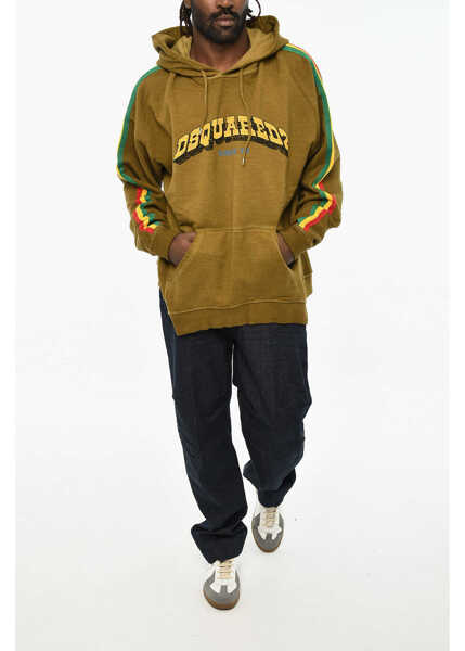 Bluze de trening DSQUARED2 Oversized Brushed Cotton Hoodie Beige Barbati (BM 19606127) 4