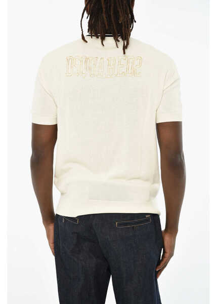 Pulovere DSQUARED2 Short Sleeve V-Neck Sweater White Barbati (BM 19606136) 2