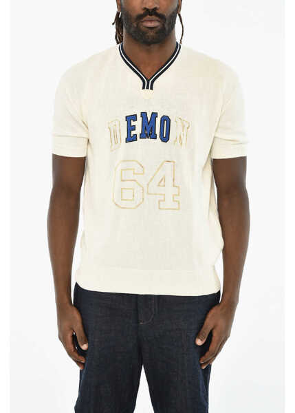 Pulovere DSQUARED2 Short Sleeve V-Neck Sweater White Barbati (BM 19606136) 1