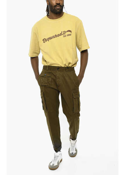 Pantaloni casual DSQUARED2 Cotton Cargo Pants With Drawstring Waist Green Barbati (BM 19606139) 4