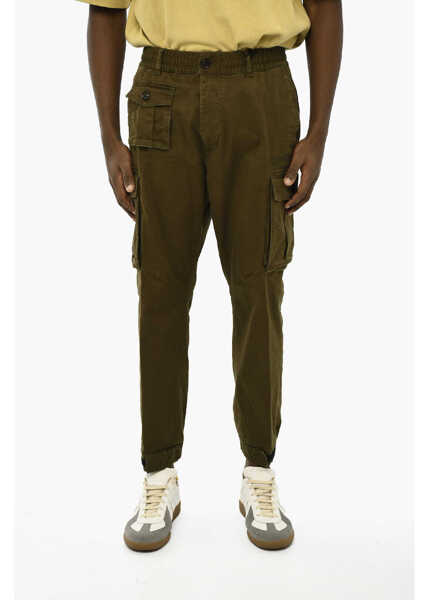 Pantaloni casual DSQUARED2 Cotton Cargo Pants With Drawstring Waist Green Barbati (BM 19606139) 1