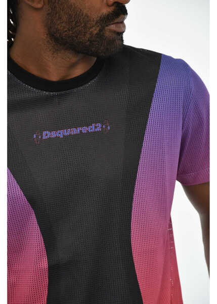 Tricouri DSQUARED2 Perforated Crew-Neck T-Shirt With Gradient Details Black Barbati (BM 19606154) 3