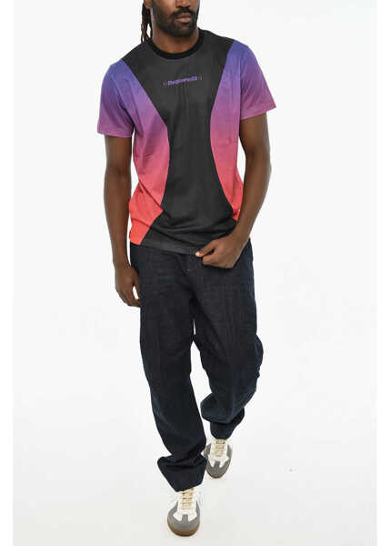 Tricouri DSQUARED2 Perforated Crew-Neck T-Shirt With Gradient Details Black Barbati (BM 19606154) 4