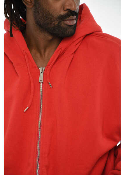 Bluze de trening DSQUARED2 Fleeced Cotton Sweatshirt With Zip And Hood Red Barbati (BM 19606157) 3