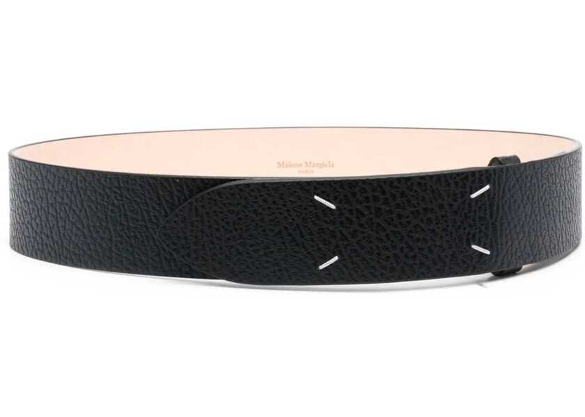 Curele Maison Margiela Grained Four-Stitch Belt BLACK Femei (BM 19610942) 1