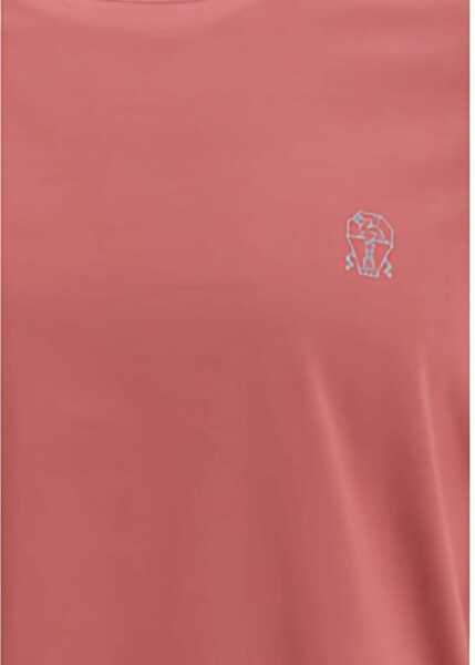 Tricouri Brunello Cucinelli Logoed T-Shirt CORALLOGRIGIO Barbati (BM 19611038) 3