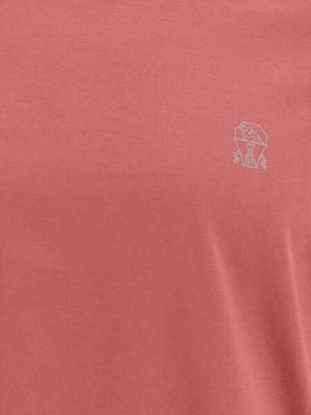 Tricouri Brunello Cucinelli Logoed T-Shirt CORALLOGRIGIO Barbati (BM 19611038) 4