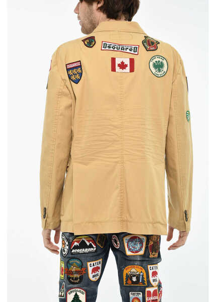 Sacouri DSQUARED2 All Over Patches Cotton Utility Blazer Beige Barbati (BM 19616303) 2