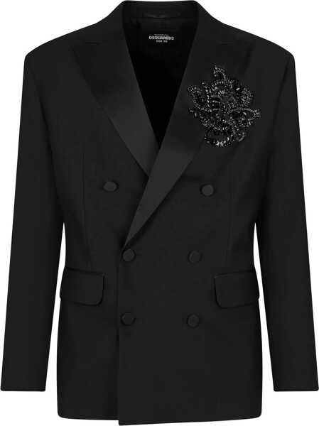 Sacouri DSQUARED2 Virgin Wool And Silk Blazer With Jewels Black Barbati (BM 19616327) 1
