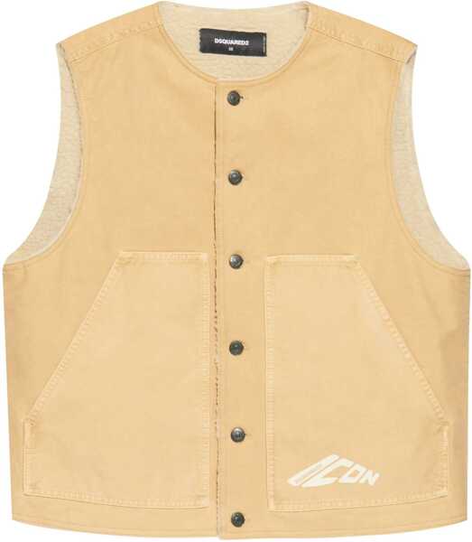 Veste costum DSQUARED2 Sleeveless Jacket With Logoed Buttons Beige Barbati (BM 19616348) 1
