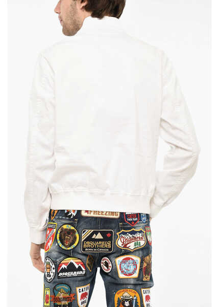 Jachete DSQUARED2 Cotton Jacket With Contrasting Side Bands White Barbati (BM 19616351) 2