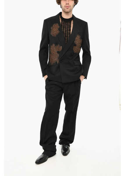 Sacouri DSQUARED2 Virgin Wool Double Breast Blazer With Sequined Black Barbati (BM 19616360) 4