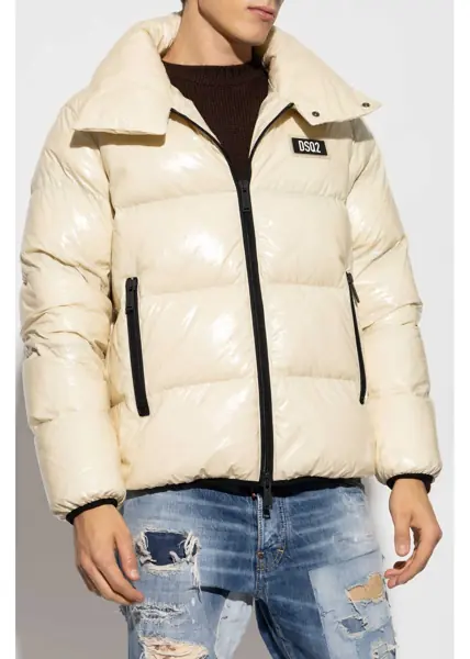 Geci de iarna DSQUARED2 Rip Stop Check Nylon Down Jacket With Monogram White Barbati (BM 19616372) 3