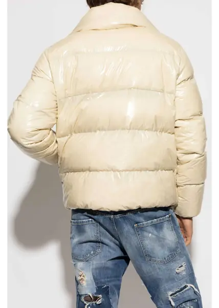 Geci de iarna DSQUARED2 Rip Stop Check Nylon Down Jacket With Monogram White Barbati (BM 19616372) 4