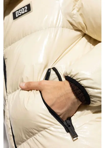 Geci de iarna DSQUARED2 Rip Stop Check Nylon Down Jacket With Monogram White Barbati (BM 19616372) 5