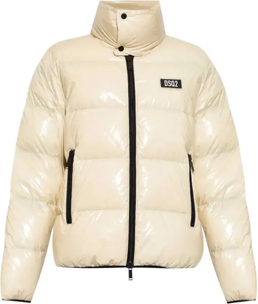 Geci de iarna DSQUARED2 Rip Stop Check Nylon Down Jacket With Monogram White Barbati (BM 19616372) 1