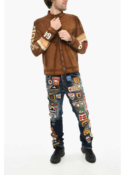 Geci de piele DSQUARED2 Suede Leather Jacket Brown Barbati (BM 19616426) 4