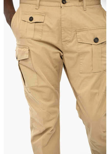 Pantaloni casual DSQUARED2 Cotton Cargo Pants With Contrasting Buttons Beige Barbati (BM 19616429) 3