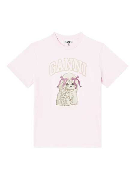 Tricouri Ganni Poddle cotton t-shirt Pink Femei (BM 19616559) 1