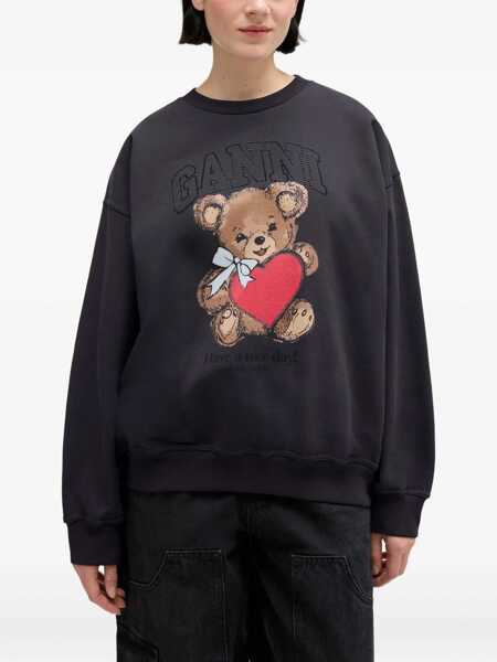 Hanorace Ganni Bear embellished crewneck sweatshirt Black Femei (BM 19616568) 3