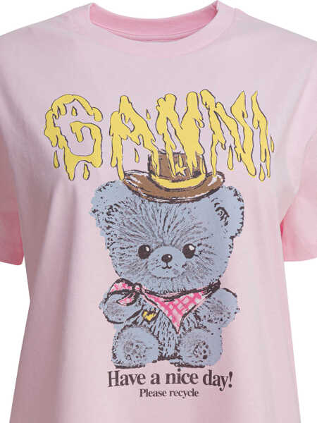 Tricouri Ganni Bear cotton t-shirt Pink Femei (BM 19616571) 3