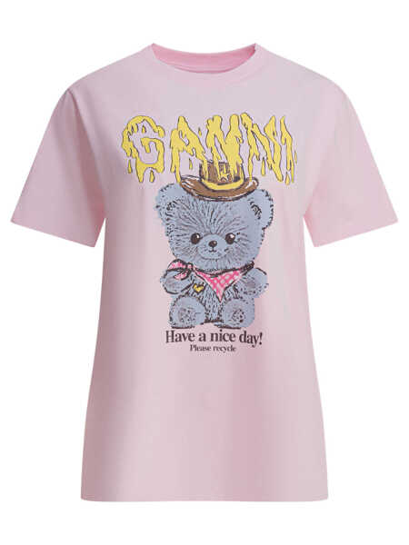 Tricouri Ganni Bear cotton t-shirt Pink Femei (BM 19616571) 1