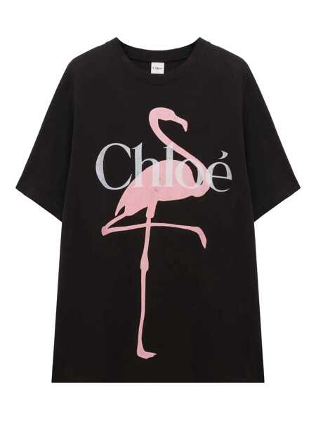 Tricouri Chloe Cotton t-shirt with logo Black Femei (BM 19616673) 1