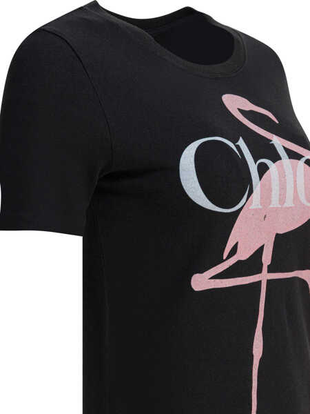 Tricouri Chloe Cotton t-shirt with logo Black Femei (BM 19616685) 4