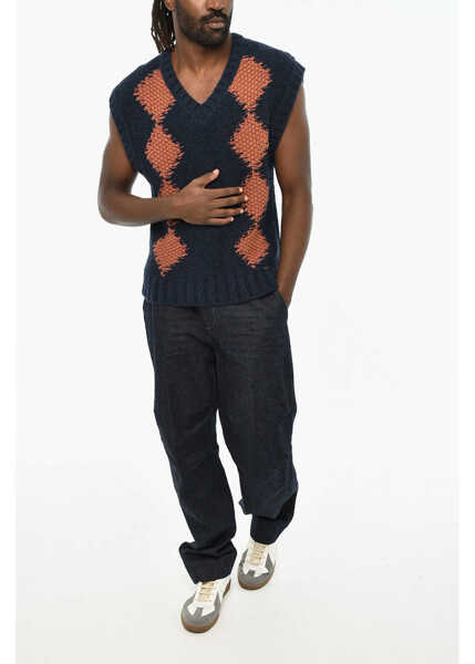 Pulovere DSQUARED2 Two-Tone Sleeveless V-Neck Sweater Orange Barbati (BM 19621679) 4