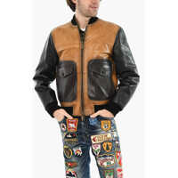 Geci de piele Textured Leather Two-Tone Jacket Barbati