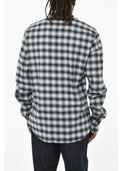 Camasi casual DSQUARED2 Check Button Down Shirt Blue Barbati (BM 19621685) 2