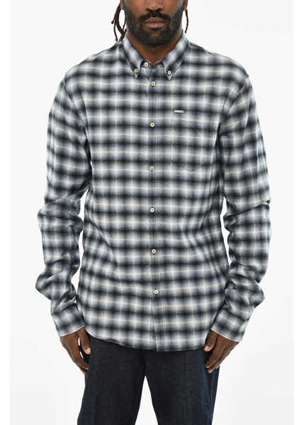 Camasi casual DSQUARED2 Check Button Down Shirt Blue Barbati (BM 19621685) 1